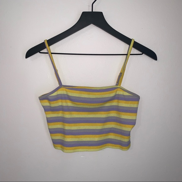 SHEIN Striped Cropped Camisole Purple Yellow Large - Picture 2 of 10